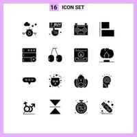 16 ícones criativos sinais e símbolos modernos de excluir gravação de áudio esquerda gravação de som horizontal elementos de design vetorial editáveis vetor