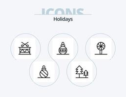 pacote de ícones de linha de feriados 5 design de ícones. período de férias. feriado. festival. gôndola. o sinal vetor