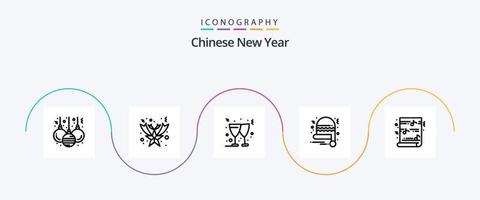 pacote de ícones da linha 5 do ano novo chinês, incluindo . religião. vinho. música. Natal