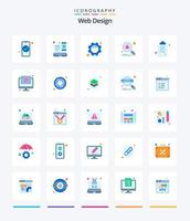 web design criativo 25 pacote de ícones planos, como marca de seleção. procurar. web design. Varredura. programação vetor