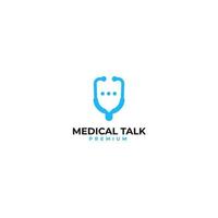 conversa de bate-papo de médico com ilustração de ícone de vetor de logotipo de estetoscópio