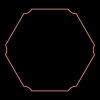 banner de hexágono de néon hexagonal seis canto arredondado maquete em branco modelo vazio cor vermelha ilustração vetorial imagem estilo plano vetor
