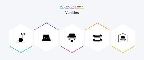 Pacote de ícones de 25 glifos de veículos, incluindo . . mais. carro. garagem vetor