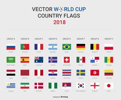 Campeonato do Mundo de Futebol Grupo Estágio Bandeiras do país 2018 Vector