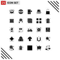 conjunto de 25 sinais de símbolos de ícones de interface do usuário modernos para elementos de design de vetores editáveis de console de jogos móveis de almofada de bloqueio