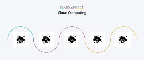 pacote de ícones de glyph 5 de computação em nuvem, incluindo disco compacto. Acesso. nuvem. download vetor