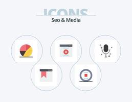 seo e media flat icon pack 5 design de ícone. meios de comunicação. errado. motor. seo. SEO vetor