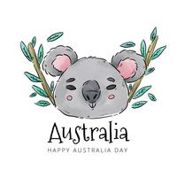 Koala com bambu e folhas para o dia da Austrália vetor