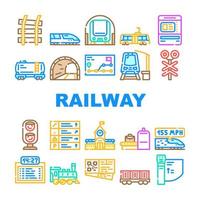 vetor de conjunto de ícones de transporte de trem ferroviário