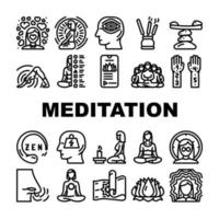 vetor de conjunto de ícones de ocupação de bem-estar de meditação
