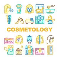 vetor de conjunto de ícones de procedimentos de beleza de cosmetologia