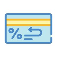 ilustração em vetor de ícone de cor de porcentagem de reembolso de cartão bancário