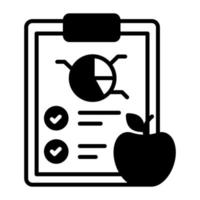 área de transferência e conceito de maçã do vetor de plano de dieta, design personalizável
