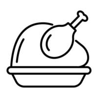 um ícone de peru de frango assado, desenho vetorial de churrasco de frango em estilo moderno vetor