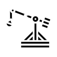 ícone de glifo de catapulta medieval vector ilustração preta