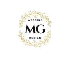 coleção de logotipos de monograma de casamento de letra mg, modelos modernos minimalistas e florais desenhados à mão para cartões de convite, salve a data, identidade elegante para restaurante, boutique, café em vetor