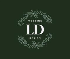 coleção de logotipos de monograma de casamento de letras iniciais ld, modelos modernos minimalistas e florais desenhados à mão para cartões de convite, salve a data, identidade elegante para restaurante, boutique, café em vetor