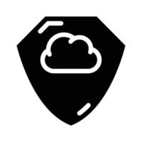 ilustração em vetor ícone glifo de escudo de proteção de armazenamento em nuvem