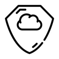 ilustração em vetor ícone de linha de escudo de proteção de armazenamento em nuvem