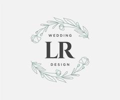 lr letras iniciais coleção de logotipos de monograma de casamento, modelos modernos minimalistas e florais desenhados à mão para cartões de convite, salve a data, identidade elegante para restaurante, boutique, café em vetor