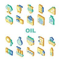 vetor de conjunto de ícones de coleção de plantas de produção de óleo