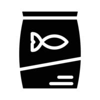 saco de alimentação de peixe para ilustração vetorial de ícone de glifo de gato vetor