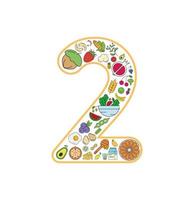 ícone de colagem de comida e bebida definido a partir do número 2. conjunto de vetores de alérgenos essenciais e ícones de linha de dieta. conjunto de ícones de comida editável.