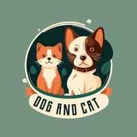 logotipo de personagens de gato e cachorro mascote desenho animado estilo ilustração vetorial vetor