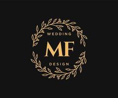 coleção de logotipos de monograma de casamento de letra mf, modelos modernos minimalistas e florais desenhados à mão para cartões de convite, salve a data, identidade elegante para restaurante, boutique, café em vetor