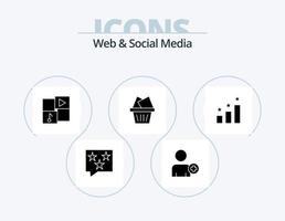 design de ícones do pacote de ícones de glifos da web e de mídia social 5. correspondência . multimídia . música. vídeo vetor