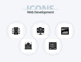 design de ícones do pacote de ícones de glifo de desenvolvimento web 5. gráfico. rede. rede. página. rede vetor