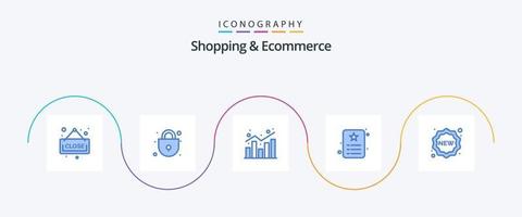 pacote de ícones azul 5 para compras e comércio eletrônico, incluindo rótulo. identidade. relatório. identidade. Eu iria vetor