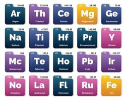 20 tabela periódica do design do pacote de ícones de elementos vetor