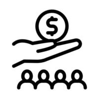mão segurando dinheiro acima ilustração de contorno do vetor de ícone humano