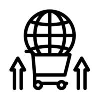 esfera de parceria de venda internacional na ilustração de contorno do vetor do ícone do carrinho de mercado