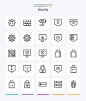 pacote de ícones de contorno de segurança criativa 25, como bloqueio. definições. segurança. segurança. escudo vetor