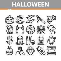 vetor de conjunto de ícones de coleção de celebração de halloween