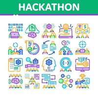 vetor de conjunto de ícones de coleção de desenvolvimento de hackathon