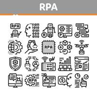 vetor de conjunto de ícones de automação de processo robótico rpa