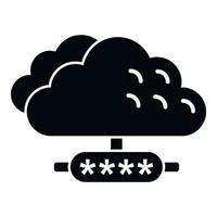 vetor simples de ícone de dados de nuvem segura. bloqueio de código