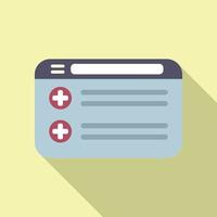 vetor plano de ícone de cartão de paciente da web. médico de registro