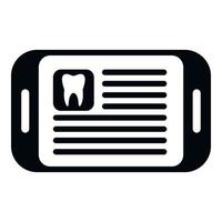 tablet dente relatório ícone vetor simples. médico paciente