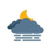 vetor plano de ícone de noite nublada. clima meteo