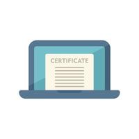 vetor plano de ícone de certificado online. educação superior