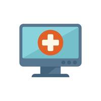 vetor plano do ícone do monitor de telemedicina. saúde online