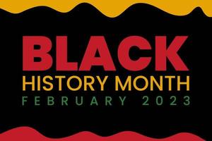 mês da história negra fevereiro de 2023 banner criativo moderno, sinal, conceito de design, post de mídia social, modelo com fundo verde vermelho e amarelo africano. vetor
