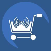 compras on-line de ícone. relacionado ao símbolo da loja online. estilo de sombra longa. ilustração simples. fazer compras vetor