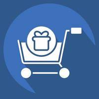 ícone comprar com presente. relacionado ao símbolo da loja online. estilo de sombra longa. ilustração simples. fazer compras vetor