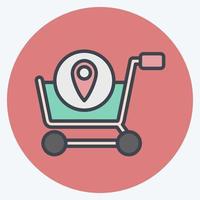 localização da loja de ícones. relacionado ao símbolo da loja online. estilo mate de cor. ilustração simples. fazer compras vetor