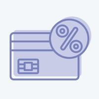 cartão de desconto de ícone. relacionado ao símbolo da loja online. estilo de dois tons. ilustração simples. fazer compras vetor